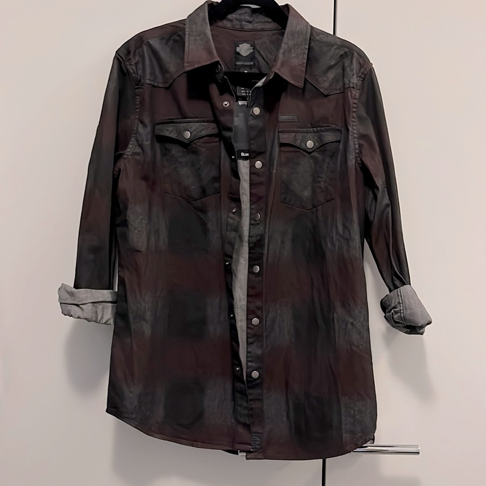 HARLEY DAVIDSON SLIM FIT PRINTED PLAID SHIRT BNWOT